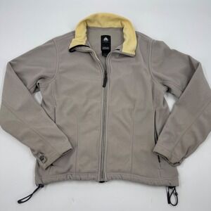 Vintage ACG Nike Womens Fleece Jacket Full Zip‎ Thermal Layer Gray Yellow Trim L